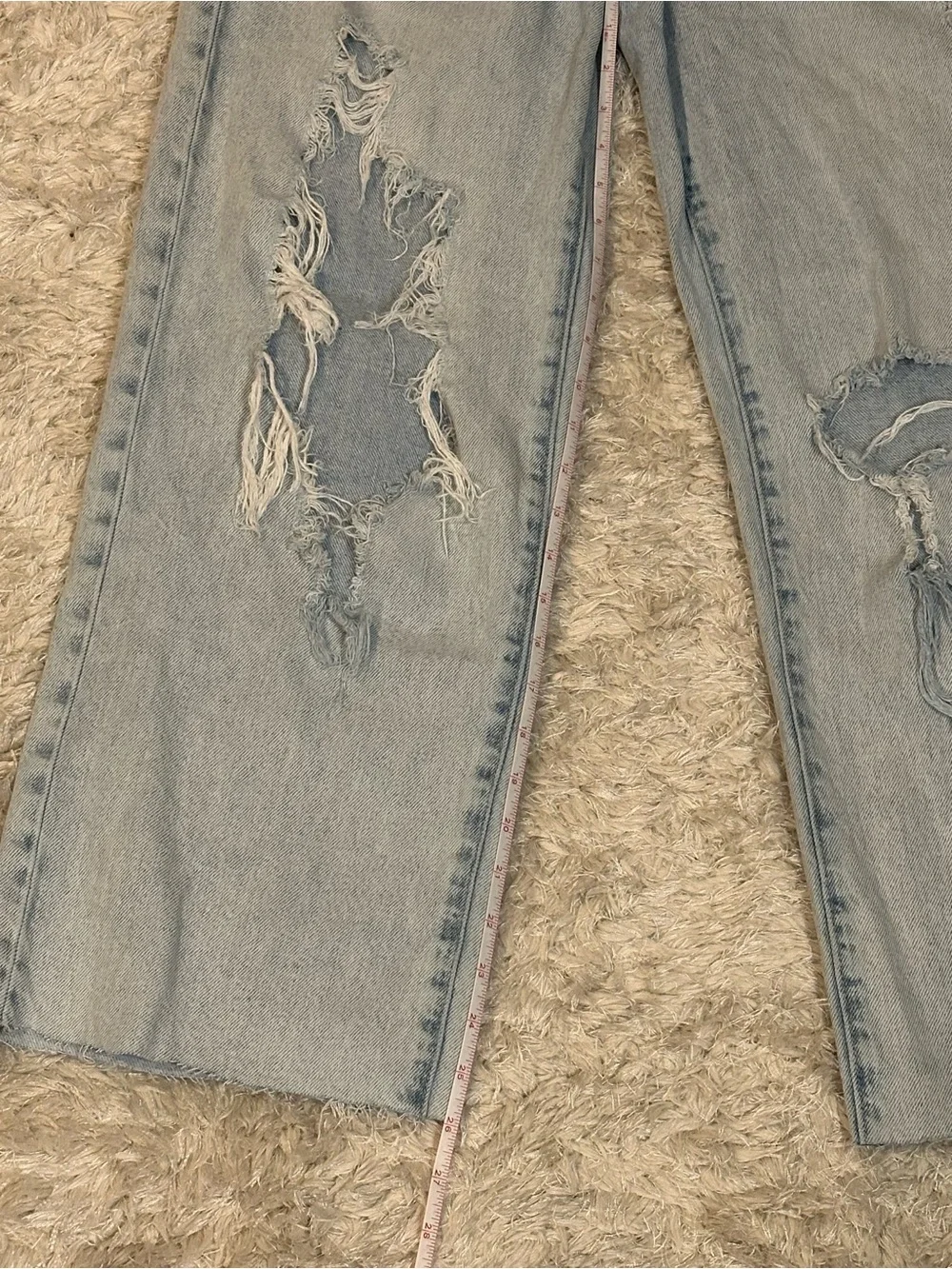 Altar'd State Light Blue Distressed Wide Leg Jeans 100% Cotton - Size 27